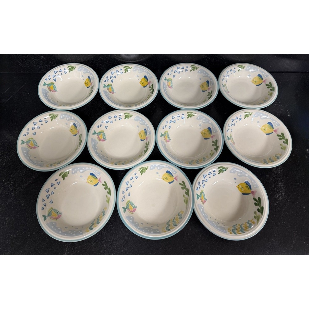 Studio Nova Barrier Reef 11 Fish Soup Cereal Bowls 8" Coastal Dinnerware